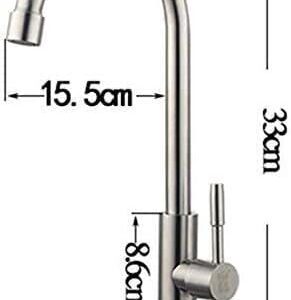 LCARY Swive SUS304 Stainless Steel Cold Water Tap Kitchen Sink Faucet, Brushed