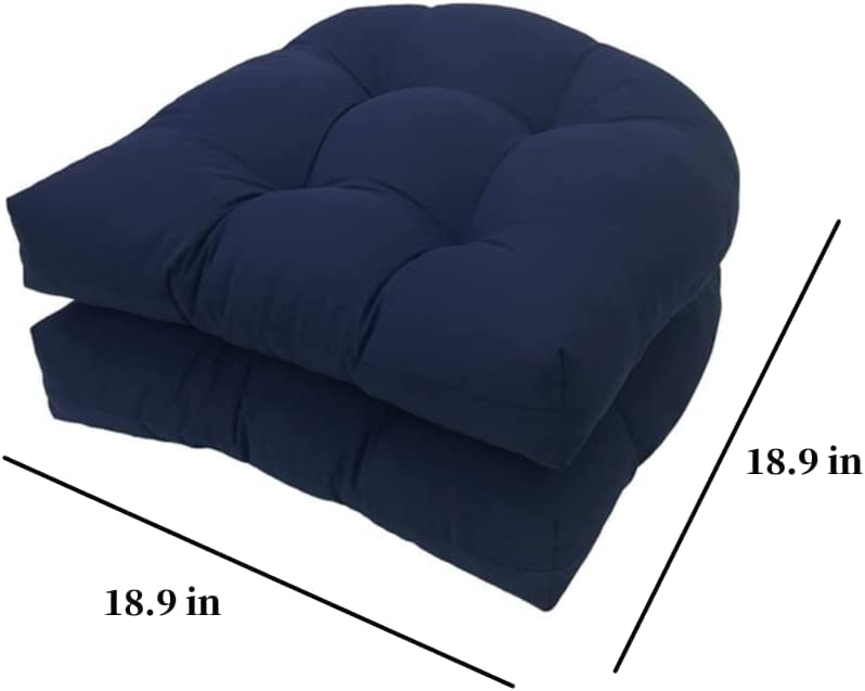 AALLYN Wicker Seat Cushions Round Back 19"x19" Seasonal Replacement Cushions, Outdoor Waterproof Chair Cushions, Patio Furniture Cushions(Color:Navyblue)