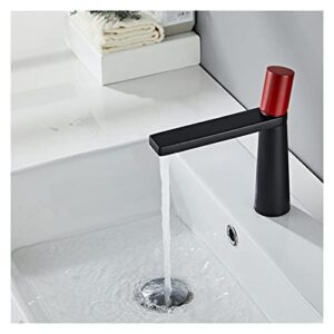 kjbikbzpk black brass bathroom basin sink faucets single hole handle hot and cold water 360 degree rotation deck mounted for bath kitchen (color : br short)