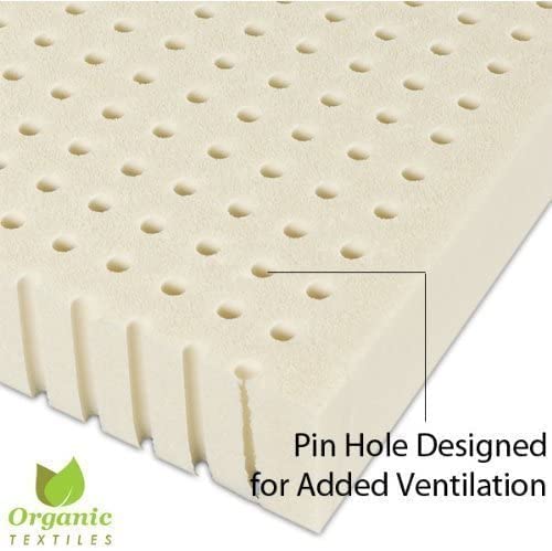 3" Inch Organic Latex Mattress Topper Pad (Firm, King Size) GOLS Certified, Back Pain Relief Support, Hypoallergenic, Cooling and Breathable