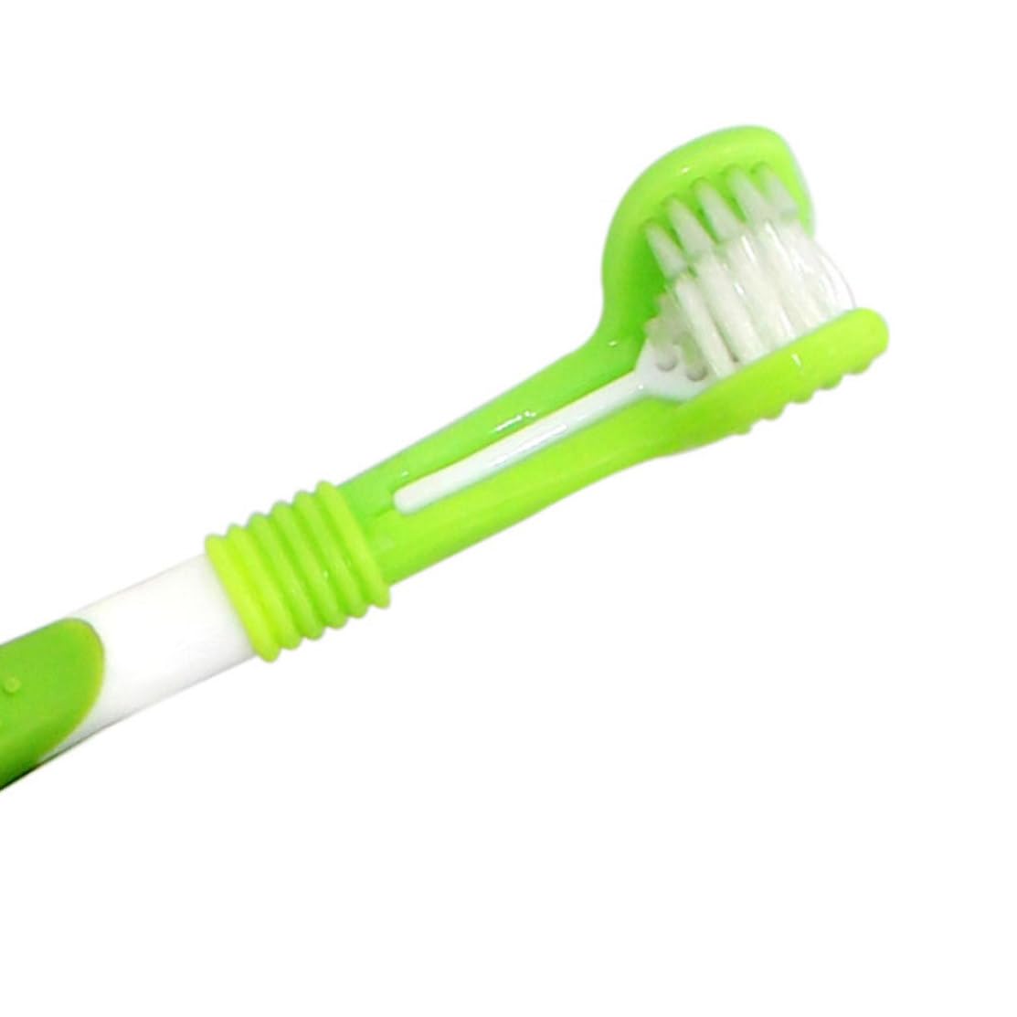 Hperu Pet Toothbrush Triple Multi Angle Dog Toothbrush for Pet Tartar Teeth Care Green PVC bathtub