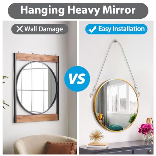 2PCS Adjustable Picture Hanging Wire Kit,Heavy Duty Mirror & Art Frame Hanging Solution,3.3FT Stainless Steel Wire,Supports Up to 66lbs - for Hanging Mirrors,Picture Frame,Artwork,Lamps,Basket,Signs