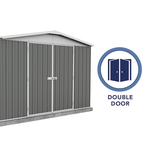 Absco Regent 10 Ft. x 12 Ft. Metal Storage Shed DIY Galvanized Steel Sheds for Tools, Bikes, Lawn & Garden Equipment, Outdoor Patio Furniture, Perfect in Backyard, Garden (Woodland Gray)