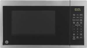 ge gcst09n1wss microwave oven, 900-watt 7 auto cooking settings, kitchen essentials for the countertop, dorm room or apartment, child-lock technology 0.9 cu. ft, stainless steel