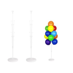 generic leesoot 2 sets floor balloon column kit stand with base and pole backdrop decoration for graduation wedding birthday baby shower gender reveal party balloon tower balloon tree, no balloons