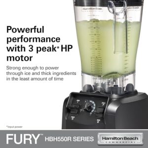 Hamilton Beach Commercial Fury High-Performance Blender, 64 Ounce / 1.8 Liter Capacity, 3 HP Motor, NSF Certified, HBH550R