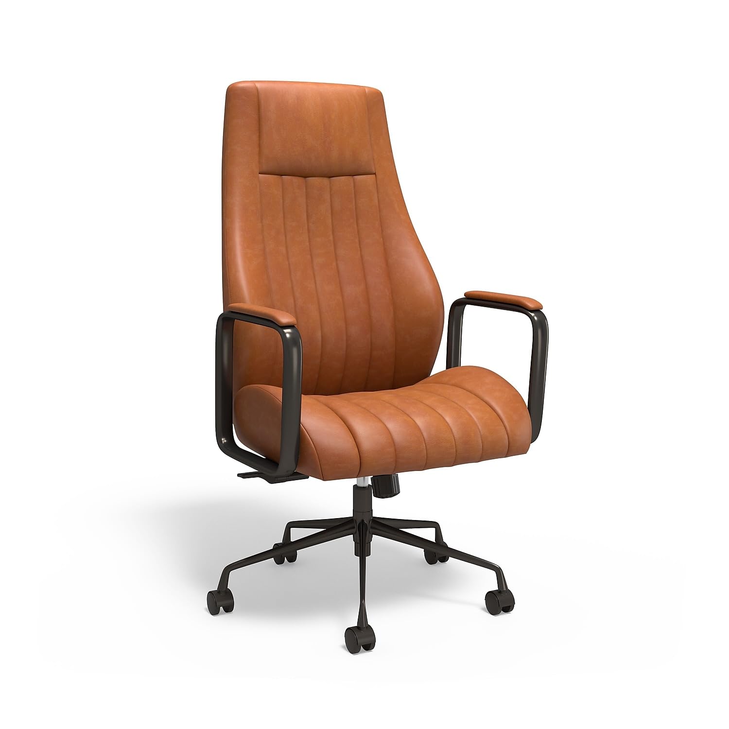 Union & Scale Industria 3-50L Ergonomic Bonded Leather Swivel Manager Chair, Brown (HLC-3932)