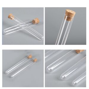 WELANGBN 10Pcs Clear Plastic Test Tubes with Cork Stoppers, 15x150mm 13ml, Good Seal for Jewelry Seed Beads Powder Spice Liquid Storage, Lab Use or Decoration