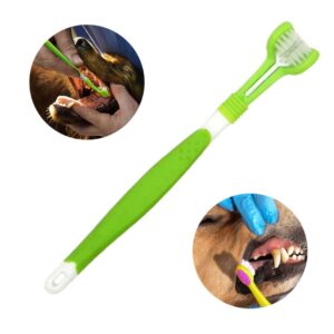 Hperu Pet Toothbrush Triple Multi Angle Dog Toothbrush for Pet Tartar Teeth Care Green PVC bathtub