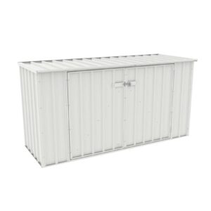 absco utility 7.5 ft. x 2.5 ft. garbage can metal storage shed diy galvanized steel sheds for garbage can, trash bin, and junk storage tools, firewood, gardening equipment (surfmist white)