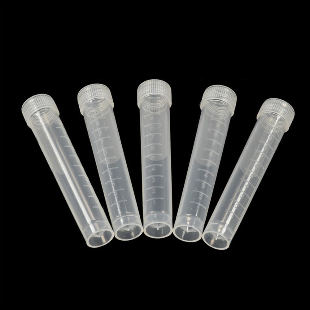 WELANGBN 10pcs 10ml Lab Plastic Frozen Test Tubes Vial Seal Cap Container for Laboratory School Educational