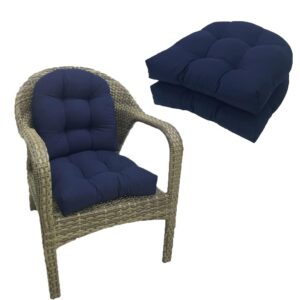 aallyn wicker seat cushions round back 19"x19" seasonal replacement cushions, outdoor waterproof chair cushions, patio furniture cushions(color:navyblue)