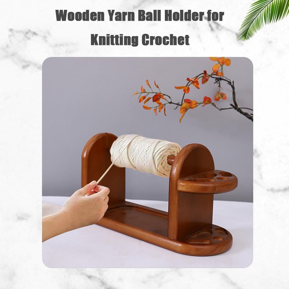 hwqsad Wooden Yarn Holder For Knitting Crochet, Yarn Holder,Yarn Holder Spinner,Yarn Holder For Knitting And Crocheting,Stable Yarn Ball Dispenser, Crochet Gift For Knitting Lovers (1pc)