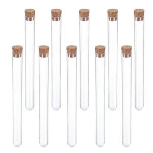 welangbn 10pcs clear plastic test tubes with cork stoppers, 15x150mm 13ml, good seal for jewelry seed beads powder spice liquid storage, lab use or decoration