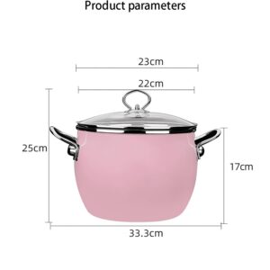 GFHVDC Pasta Pot Nonstick Cookware Enamel Stock Pot with Lid Large Cooking Pot Flat Bottom Stew Pot for Soup, Stew, Canning Induction Pasta Pot, for Stove Non Stick Soup Pot,Pink