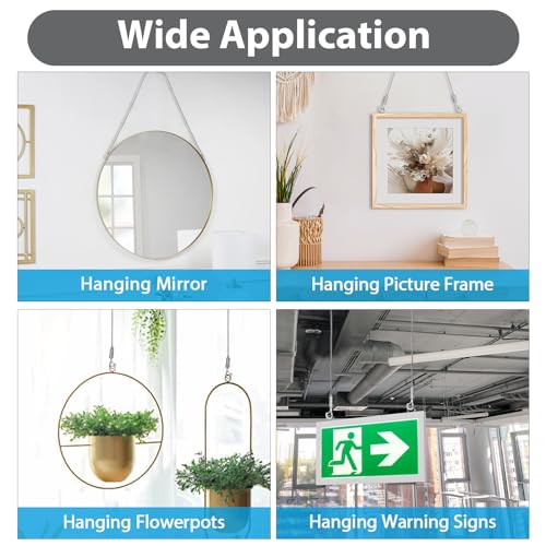 2PCS Adjustable Picture Hanging Wire Kit,Heavy Duty Mirror & Art Frame Hanging Solution,3.3FT Stainless Steel Wire,Supports Up to 66lbs - for Hanging Mirrors,Picture Frame,Artwork,Lamps,Basket,Signs