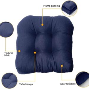 AALLYN Wicker Seat Cushions Round Back 19"x19" Seasonal Replacement Cushions, Outdoor Waterproof Chair Cushions, Patio Furniture Cushions(Color:Navyblue)