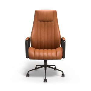 Union & Scale Industria 3-50L Ergonomic Bonded Leather Swivel Manager Chair, Brown (HLC-3932)