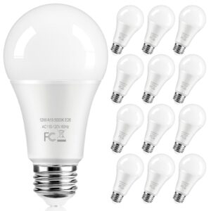 tobusa led light bulbs 100 watt equivalent, 1400 lumens super bright a19 daylight white 5000k led bulbs, standard e26 medium screw light bulbs non-dimmable, 25000+hrs lifespan, no-flicker, 12-pack