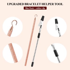 Bracelet Helper to Put on Yourself Include Bracelet Wearing Aid Hook and Clips Metal Bracelet Assistance Tool Jewelry Fastening Tools for Necklace/Watch Clasps, Zippers, Crafts, Arthritis Elderly