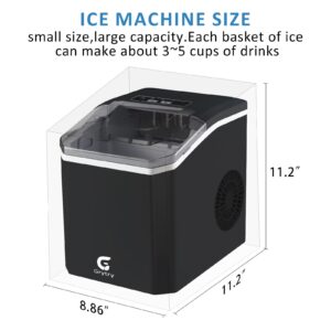 Ice Maker Countertop, 9 Cubes Ready in 6 Minutes, 26lbs in 24Hrs, Self-Cleaning Ice Machine with Ice Scoop and Basket, 2 Sizes of Bullet Ice for Home Kitchen Office Bar Party(Black)