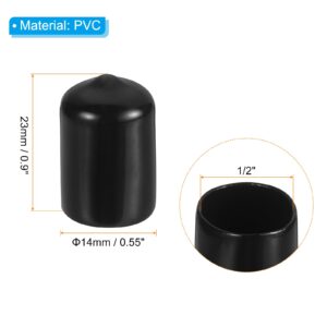 PATIKIL 1/2" ID Round Rubber End Caps, 12 Pcs Rubber Bolt Covers Caps PVC Rubber Screw Covers Flexible Screw Thread Protector Caps for Metal Tube Rod Bolt, Black