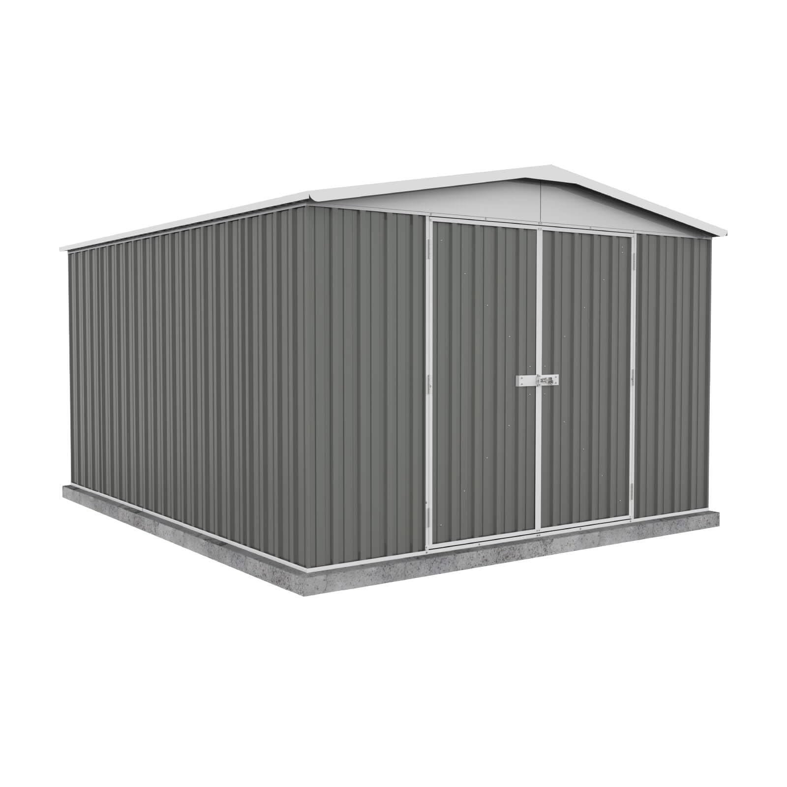 Absco Regent 10 Ft. x 12 Ft. Metal Storage Shed DIY Galvanized Steel Sheds for Tools, Bikes, Lawn & Garden Equipment, Outdoor Patio Furniture, Perfect in Backyard, Garden (Woodland Gray)