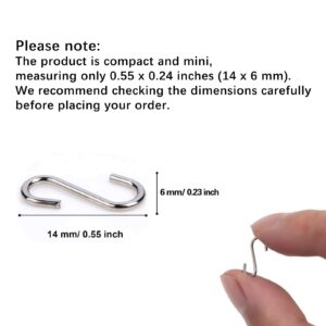 Florixen Stainless Steel Mini S-Hooks 100Pcs 1/2 Inch with Storage Box for Keychain Decoration Hangers Birthday Card DIY Jewelry Beads Handcraft (Silver)