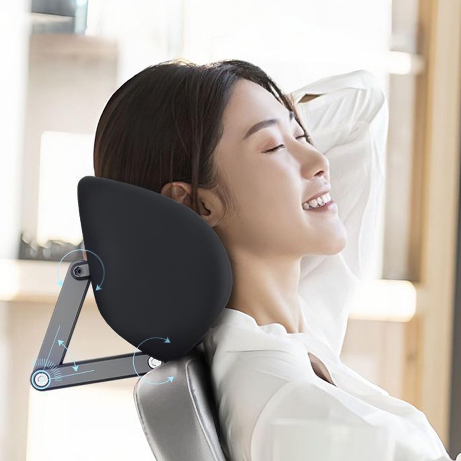 karelwui Office Chair Headrest Attachment Universal, Headrest for Office Chair, Elastic Sponge Head Pillow Adjustable Height and Angle, Upholstered Headrest for Ergonomic Office Chair headrest, Black