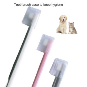 IMAIOWO Dog Toothbrush,Cat Toothbrush,Extra Soft Brush Wires,Pet Toothbrush Toothbrush for Dogs& Cats,Teeth Cleaning,Dental Care,Brushing Kit,3 Pack Kit (White/Green/Pink)