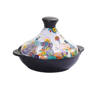 gfhvdc tagine pot moroccan for cooking tagine pot enameled cast iron casserole non stick saucepan exotic stew pot with lid oven safe dish w large capacity, cone shaped lid, cookware gift,2.2l