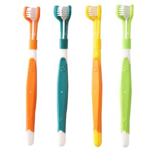 Dog Toothbrush 4PCS 3 Sided Toothbrush for Dogs Dental Care with Soft Bristles Deep Clean Cat Toothbrush with Long Handle for Small to Large Dogs Cats Cleaning Mouth Toothbrushes