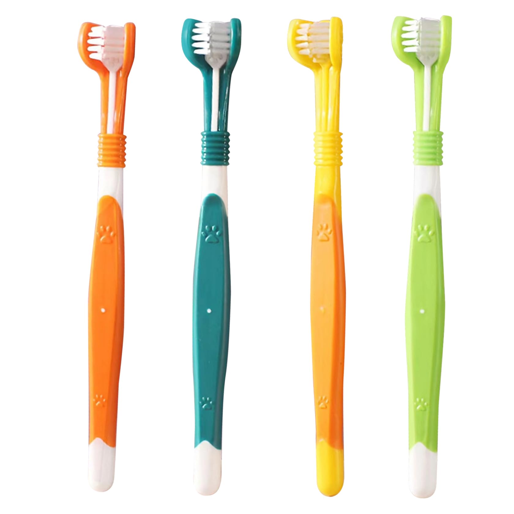 Dog Toothbrush 4PCS 3 Sided Toothbrush for Dogs Dental Care with Soft Bristles Deep Clean Cat Toothbrush with Long Handle for Small to Large Dogs Cats Cleaning Mouth Toothbrushes