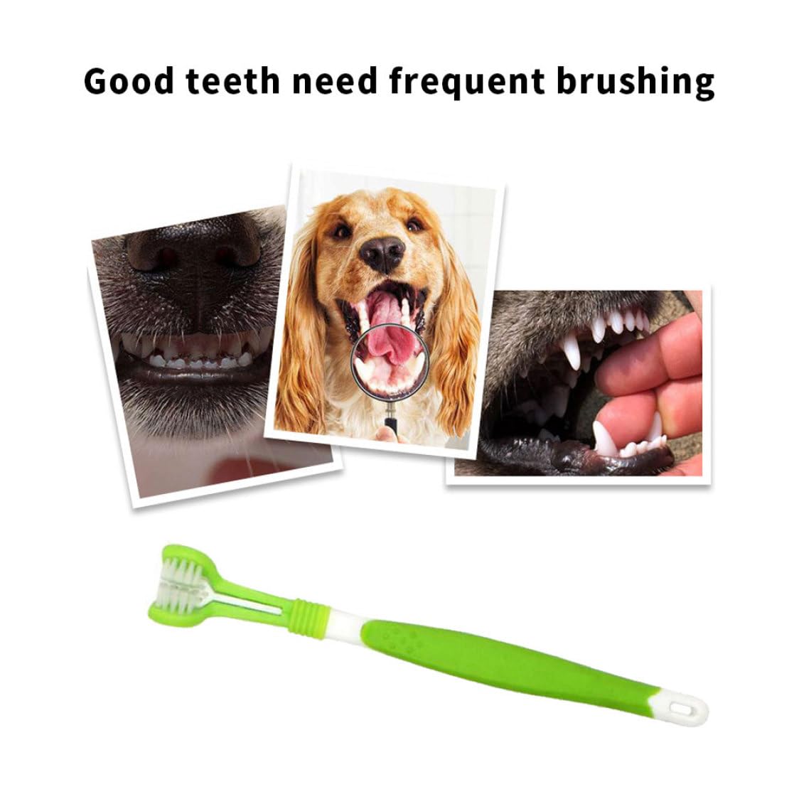 Hperu Pet Toothbrush Triple Multi Angle Dog Toothbrush for Pet Tartar Teeth Care Green PVC bathtub