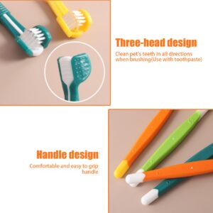 Dog Toothbrush 4PCS 3 Sided Toothbrush for Dogs Dental Care with Soft Bristles Deep Clean Cat Toothbrush with Long Handle for Small to Large Dogs Cats Cleaning Mouth Toothbrushes