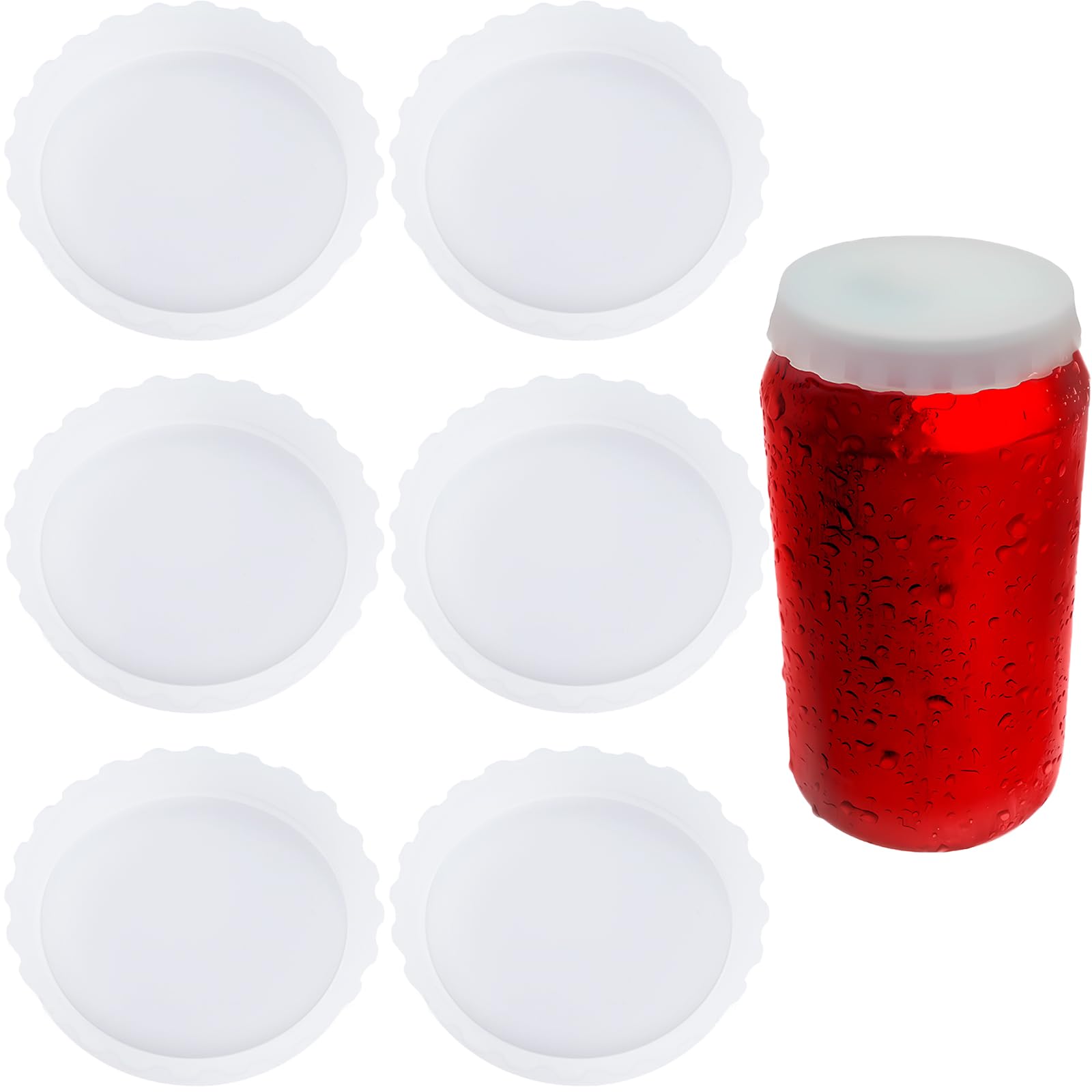 Soda Can Lids Transparent, 6 Pack Can Covers for Soda, BPA-Free, Washable, Reusable Soda Can Covers Lids, Can Stopper or Protector for Soda, Beer, Drink, Juice, Coke, Beverage, Fits Standard Cans