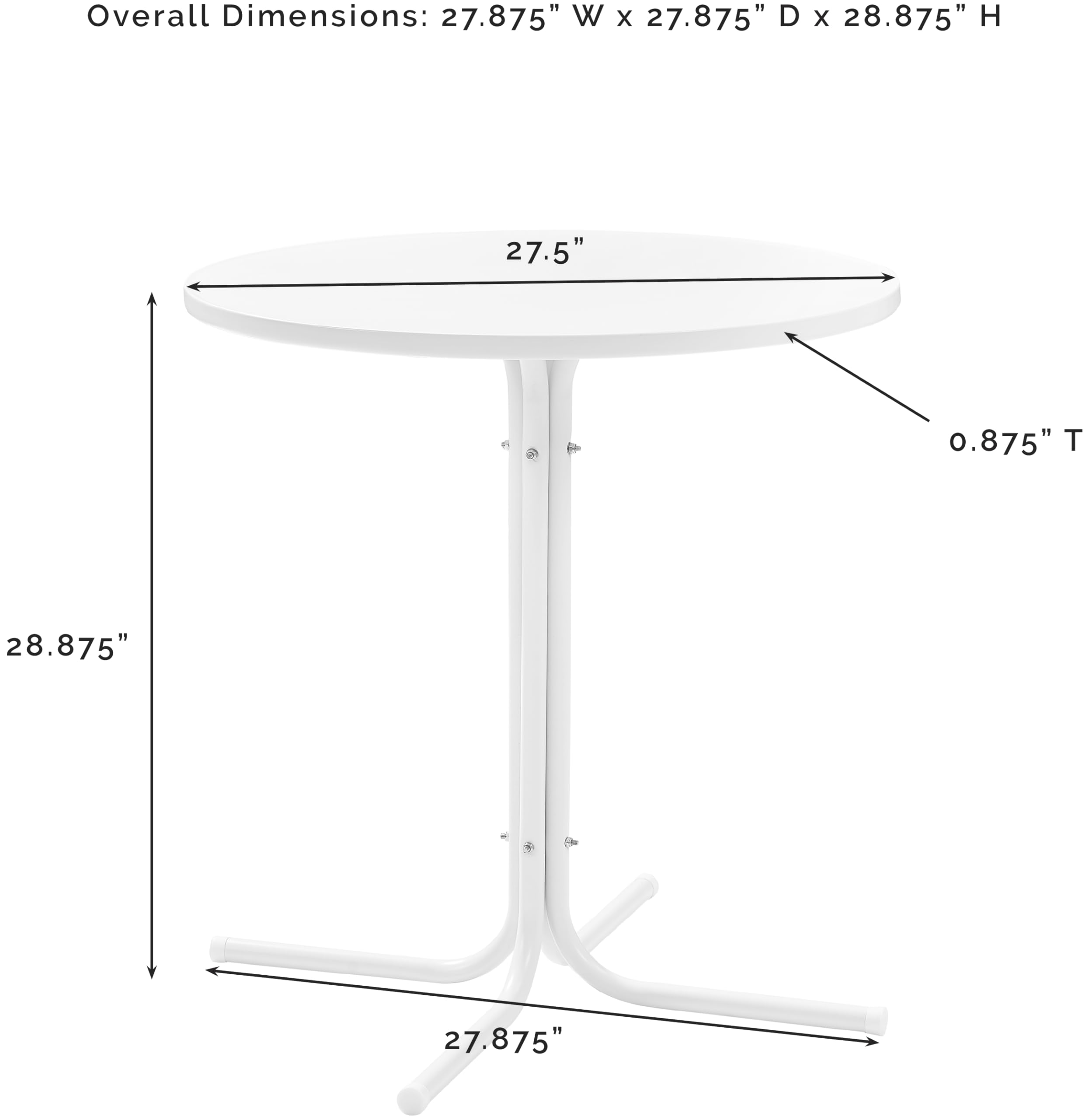 Crosley Furniture Tulip 3-Piece Outdoor Bistro Set, Vintage Retro Metal Patio Table and Chairs for Dining, Lavender Gloss/White Satin