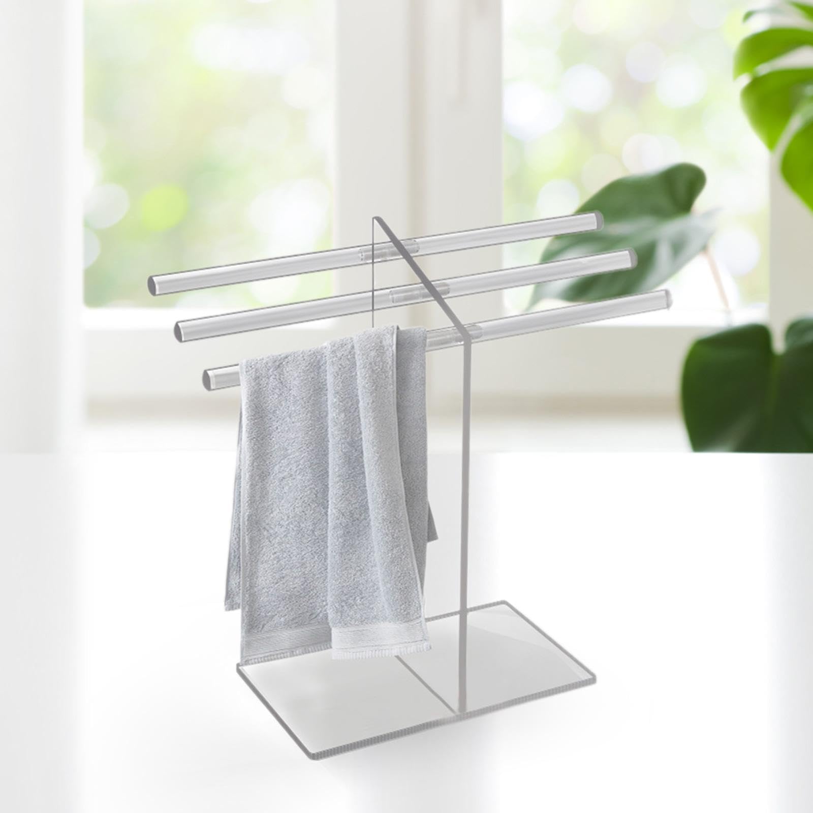 JISADER Hand Towel Holder, Bathroom Towel Rack,Acrylic, Bath Towel Bar Stand, Countertop Towel Stand