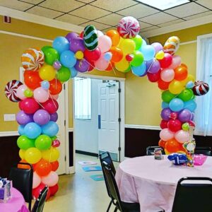 Candy Rainbow Balloon Arch Kit 137 Pcs Pastel Rainbow Balloons with Lollipops Balloon for Candy Land Sweet One Birthday Party Decoration