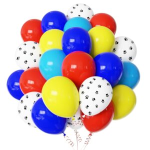 dog paw balloons 12 inch dog paw print latex balloons red yellow blue royal blue paw balloon for puppy paw themed boy birthday party decorations supplies