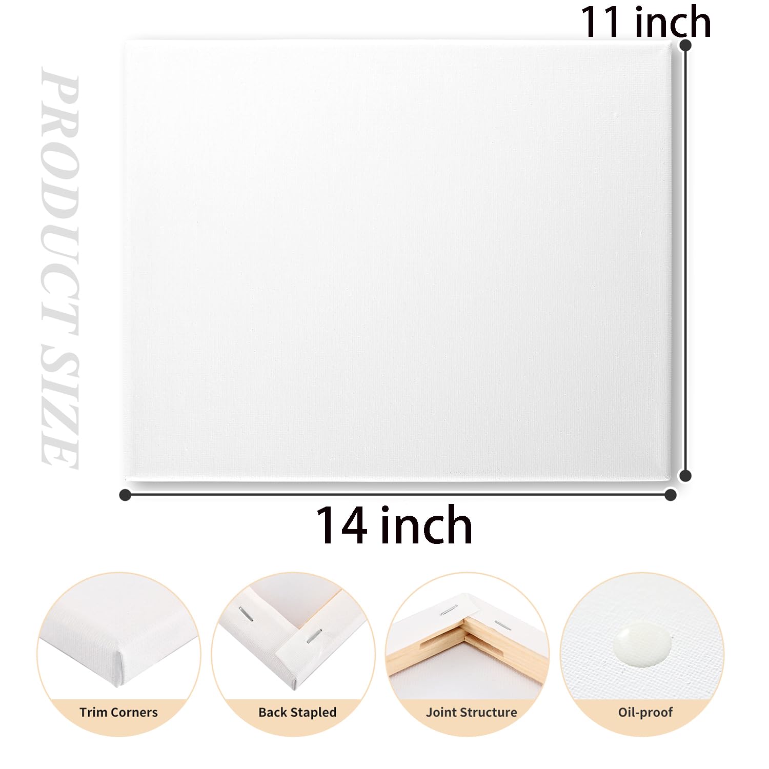 4 Pack 11 x 14 inch Artistry Canvas Boards Cotton Stretched Canvas 5/8 Inch Profile for Beginners and Artists for Artists Painting, Acrylic and Oil Painting