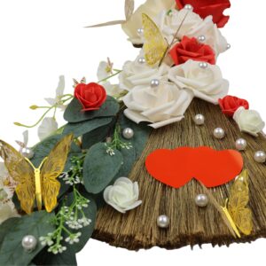 Wedding Brooms for Jumping Ceremony, Extended 35 x 11.8 in DIY Whisk Broom, Jumping The Broom for Wedding, Decorative Broom with 3D Butterflies/Name Stickers/Artificial Roses/Eucalyptus Leaves