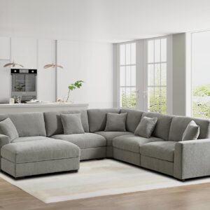 asunflower Deep Sectional Sofa Modular Large Couch for Living Room Apartment with Deep Seat 5 Seat L Shape Modern Chenille Couch with Chaise Oversized Sectionals