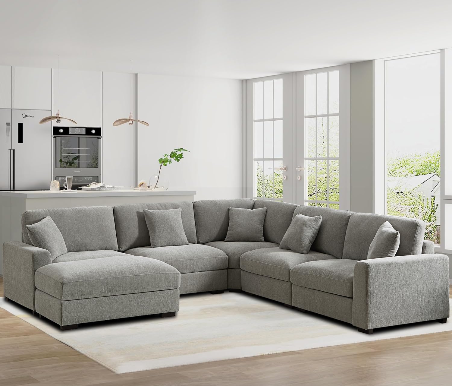 asunflower Deep Sectional Sofa Modular Large Couch for Living Room Apartment with Deep Seat 5 Seat L Shape Modern Chenille Couch with Chaise Oversized Sectionals