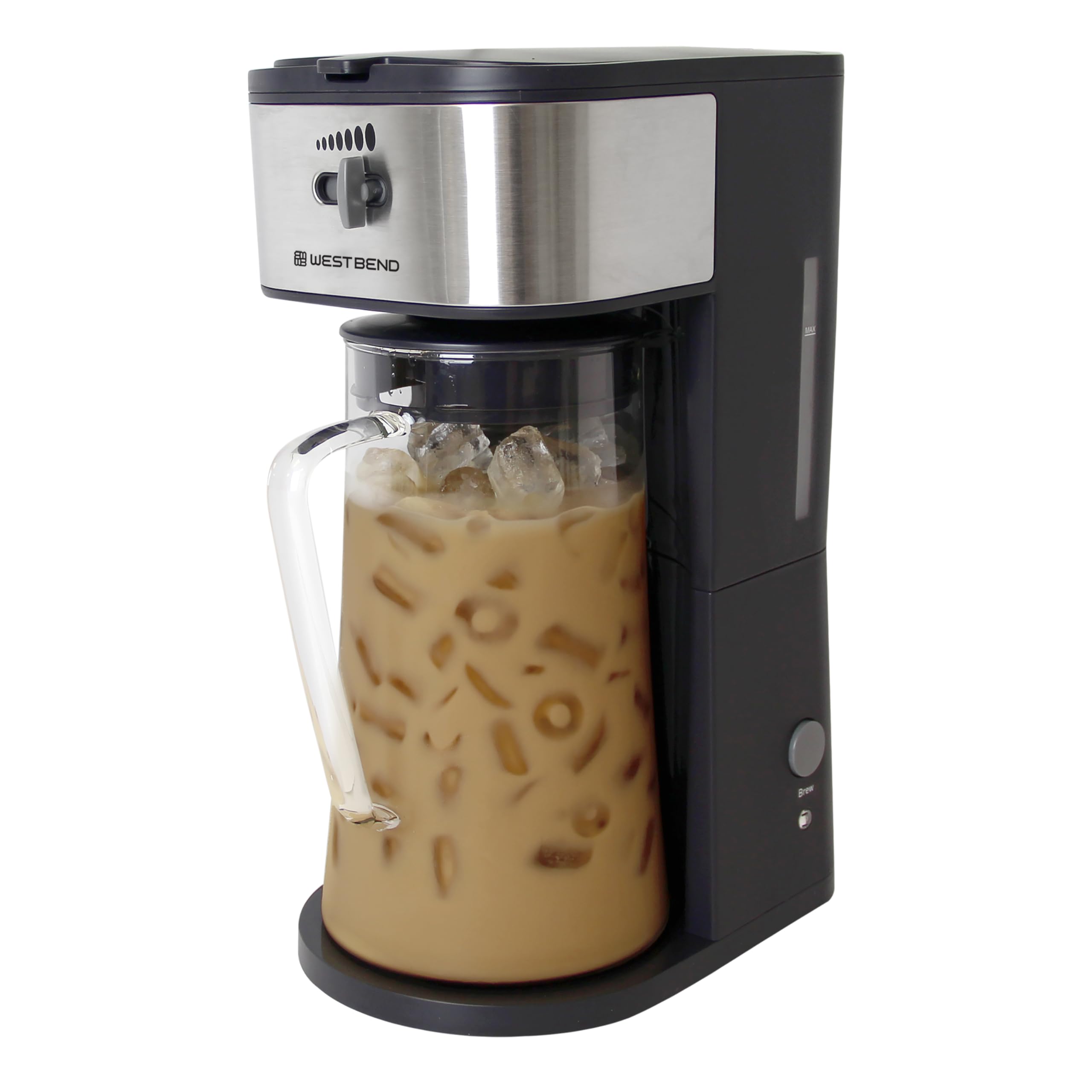 West Bend IT500-W Coffee Iced Tea Maker Includes an Infusion Tube to Customize The Flavor, Features Auto Shut-Off, 2.75-Quart, Black