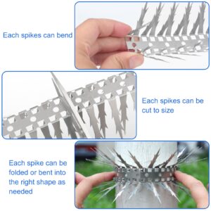 Quunoot Bird Spikes, 10 FT Stainless Steel Bird Deterrent Spikes, Pigeon Spikes for Outside to Keep Birds Squirrel Raccoon Cat Away, for Garden Fence Roof Window Sill and Wall(10 Pack)