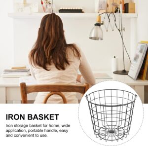 Kichvoe Iron Wire Laundry Hamper Laundry Storage Basket With Handles Iron Storage Basket Dirty Clothes Bin Fruit Magazine Toy Organizer for Rustic Farmhouse Decor