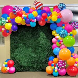 candy rainbow balloon arch kit 137 pcs pastel rainbow balloons with lollipops balloon for candy land sweet one birthday party decoration