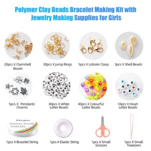 Ybxjges Clay Beads Bracelet Making Kit, 3800Pcs Polymer Flat Beads for Jewelry Making Heishi Beads for Friendship Bracelet Kit with Charm Kit for DIY Crafts Gifts for Girls Age 6-12