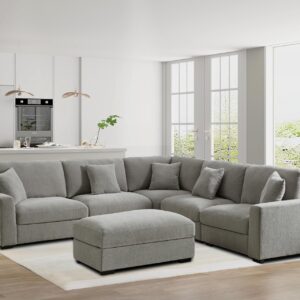 asunflower Deep Sectional Sofa Modular Large Couch for Living Room Apartment with Deep Seat 5 Seat L Shape Modern Chenille Couch with Chaise Oversized Sectionals